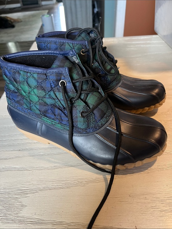 St. John's Bay Shoes - St. John's Bay Quilted Navy & Green Kids Duck Boots